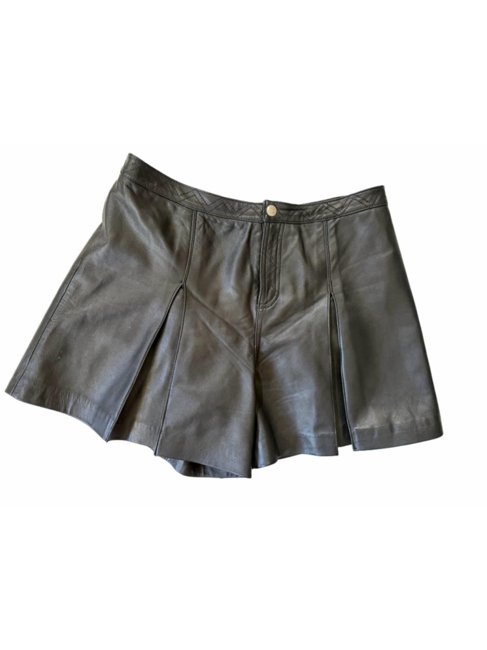 Rebecca Minkoff Women’s Size 4 Black Lambskin Leather High-Waisted Pleated Short